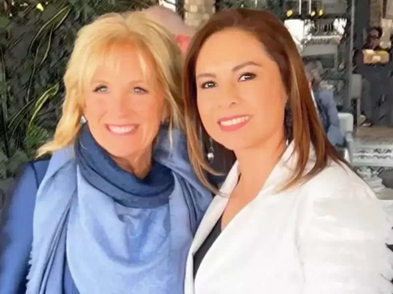 Gaby Bonilla, presidenta del DIF Puebla, se reúne con esposa de Joe Biden.