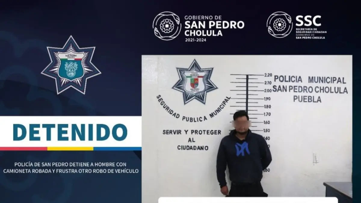 Policía de San Pedro detiene a hombre con camioneta robada y frustra otro robo de vehículo.
