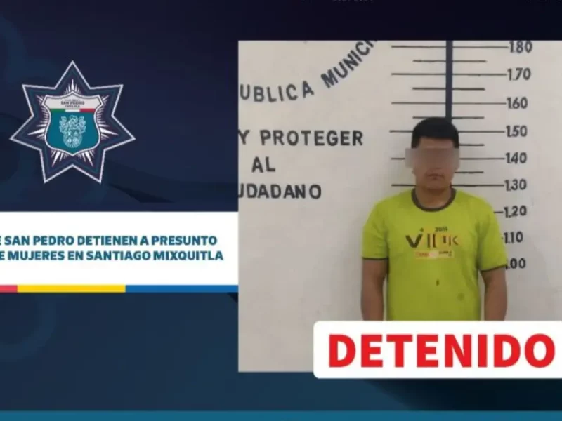 Policías de San Pedro detienen a presunto acosador de mujeres en Santiago Mixquitla.