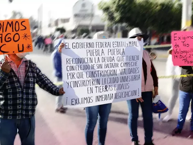 Ejidatarios de San Baltazar Campeche bloquean bulevar Valsequillo y Las Torres; ocasionan caos en RUTA