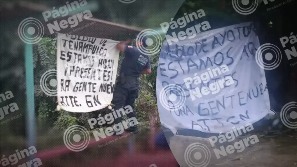 Aparecen mantas del grupo delictivo Gente Nueva en municipios de Puebla y Veracruz
