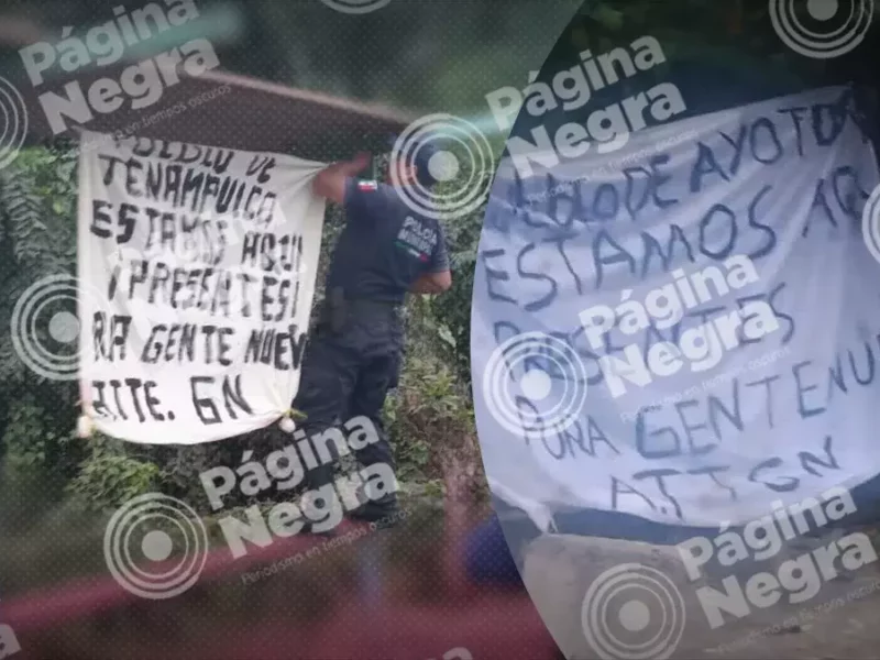 Aparecen mantas del grupo delictivo Gente Nueva en municipios de Puebla y Veracruz