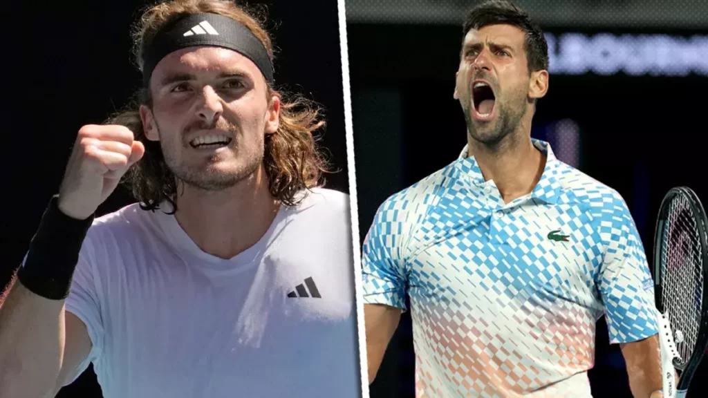 Novak Djokovic y Stefanos Tsitsipas, en la final del Abierto de Australia.