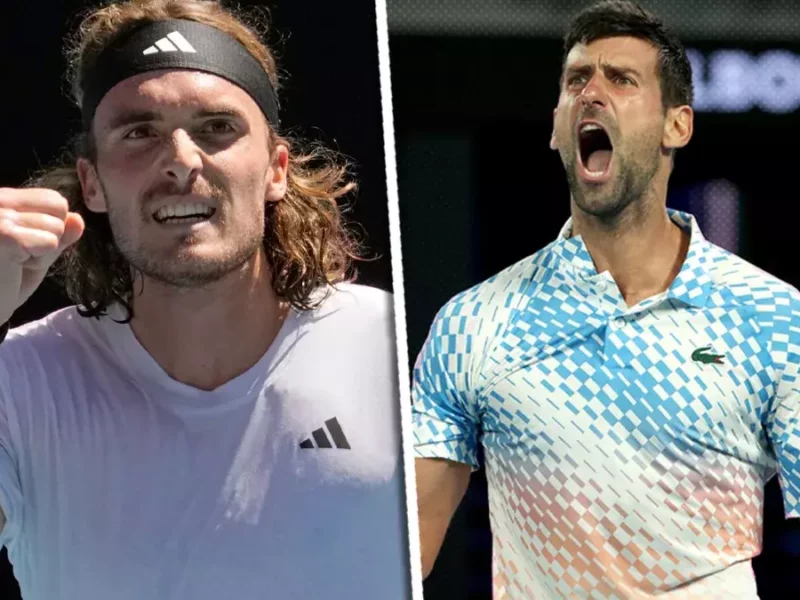 Novak Djokovic y Stefanos Tsitsipas, en la final del Abierto de Australia.