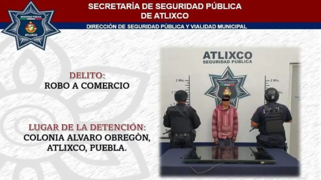 Seguridad Pública de Atlixco da resultados con la detención de sujetos por diversos delitos.