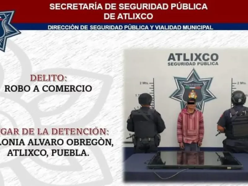 Seguridad Pública de Atlixco da resultados con la detención de sujetos por diversos delitos.