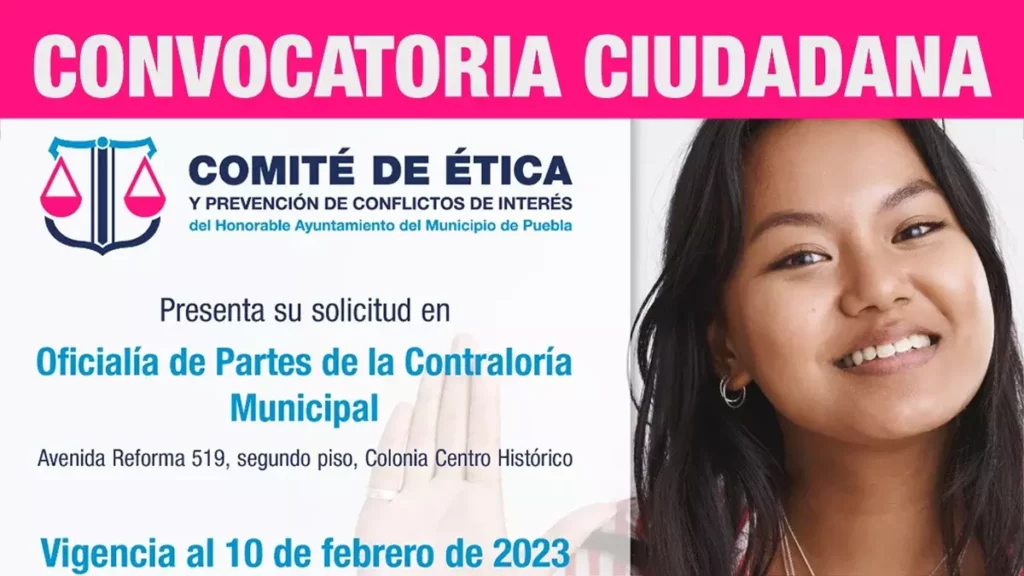 Ayuntamiento de Puebla invita a formar parte del Comité de Ética y Prevención de Conflictos de Interés