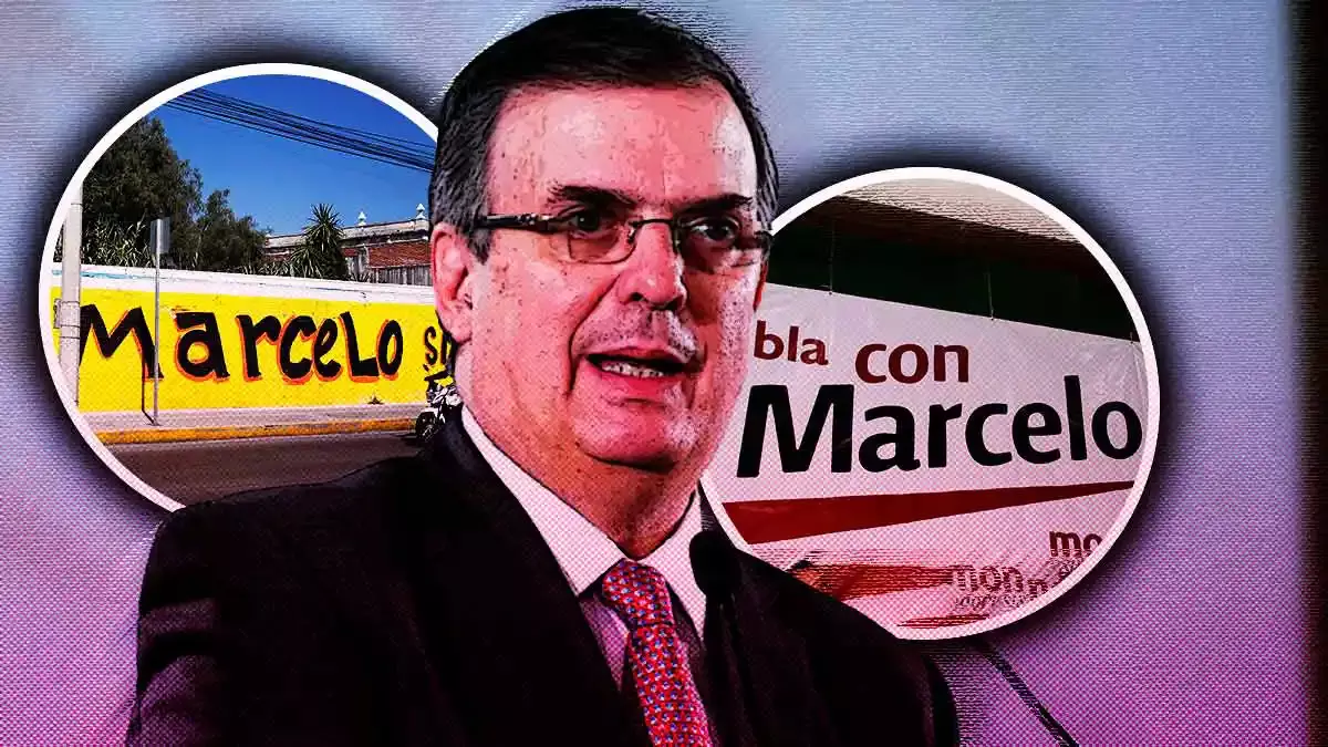 Bardas pintadas, lonas y foros “ciudadanos”, la promoción de Marcelo Ebrard en Puebla
