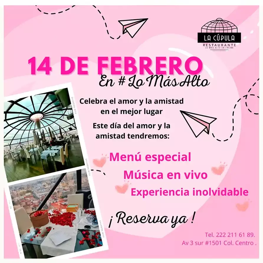 Chécate estos restaurantes para celebrar el 14 de febrero en Puebla.