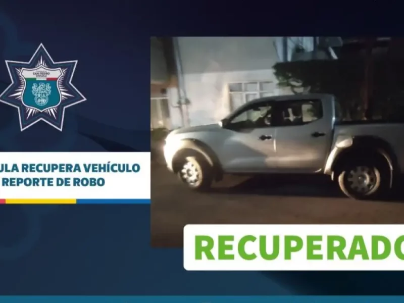 Secretaría de Seguridad de Cholula recupera vehículo con reporte de robo.
