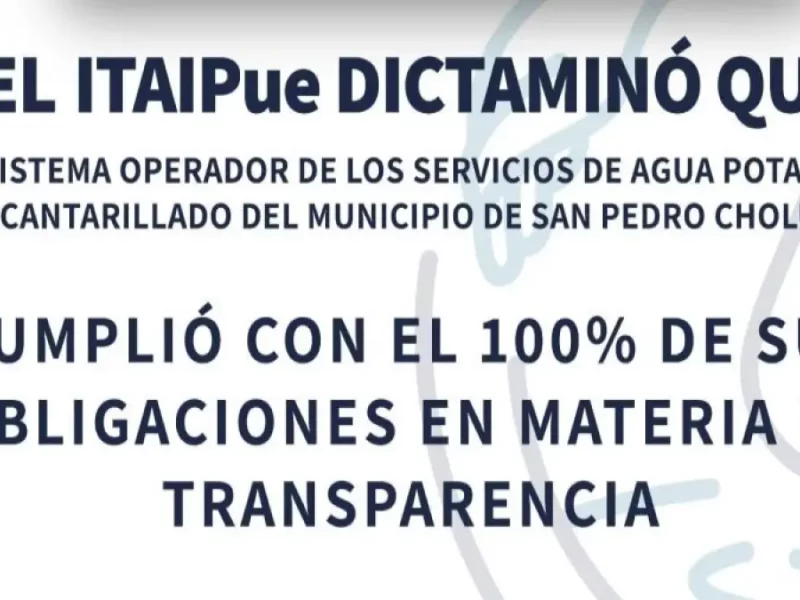Cumplió Sosapach con el 100% de sus obligaciones en transparencia: Itaipue.