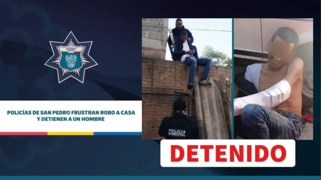 Policías de San Pedro frustran robo a casa y detienen a un hombre.