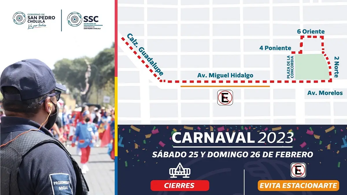Gobierno de San Pedro Cholula desplegará Operativo Carnaval 2023.