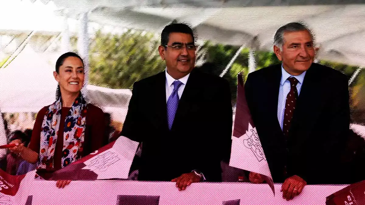 Sheinbaum y Adán Augusto se encuentran en Puebla; le hacen la barba a Sergio Salomón Céspedes