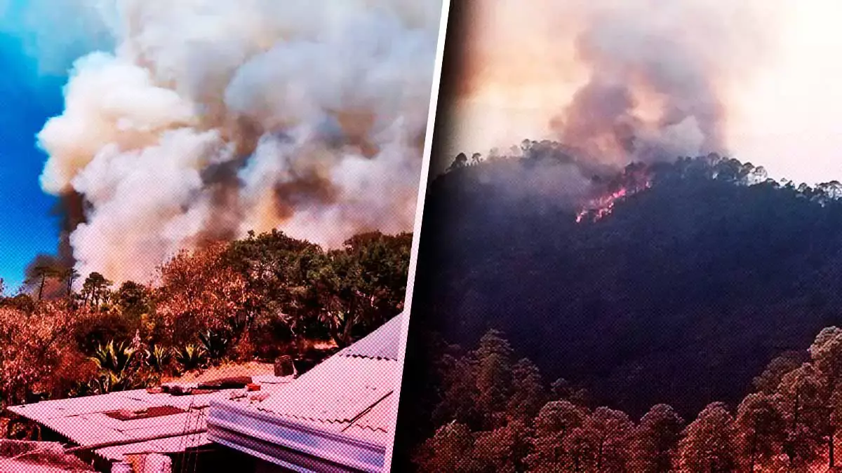 Fuerte incendio forestal azota los límites de Tlaxcala y Puebla