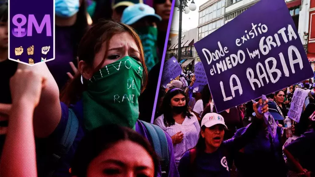 “Queremos una vida sin violencia”, claman las poblanas en la marcha del 8M