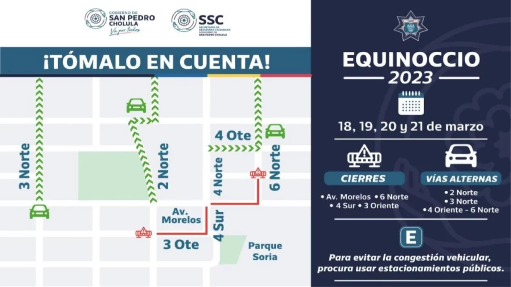 San Pedro Cholula desplegará Operativo de seguridad Equinoccio 2023.