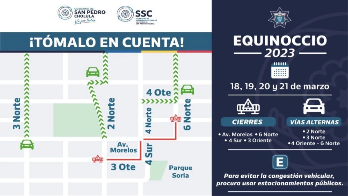 San Pedro Cholula desplegará Operativo de seguridad Equinoccio 2023.