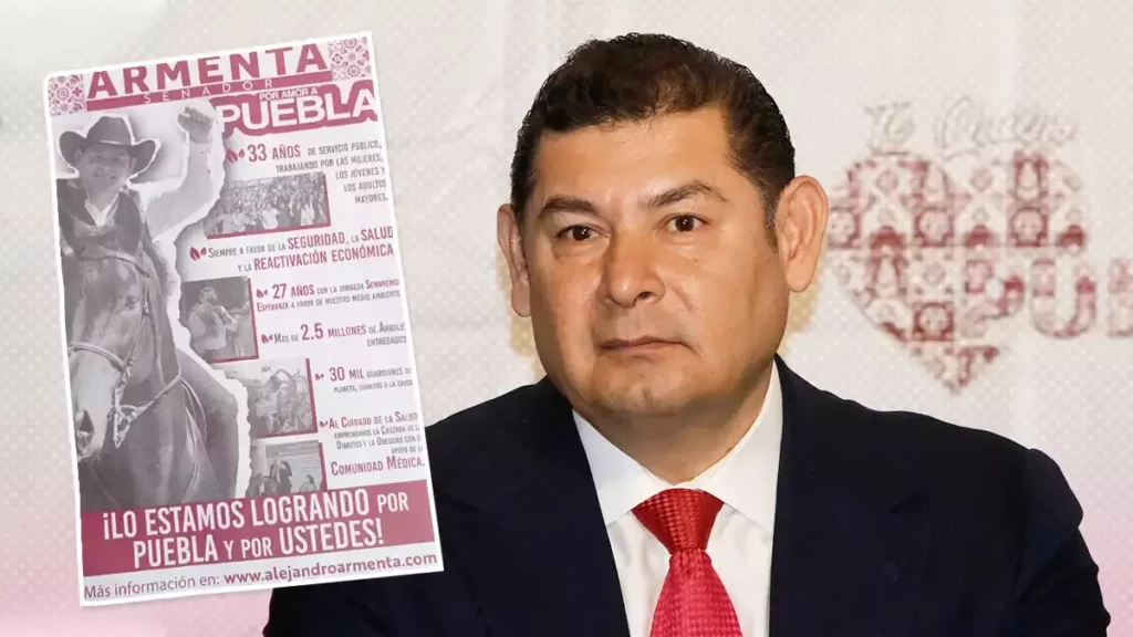 Armenta se promociona con bolsas ecológicas en Puebla capital 