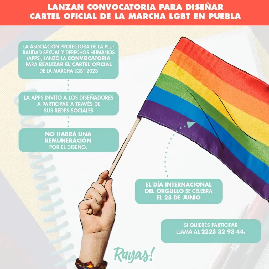 Lanzan convocatoria para diseñar cartel oficial de la Marcha LGBT en Puebla 
