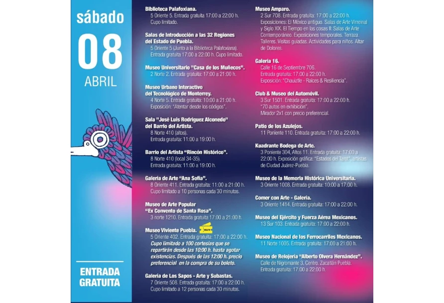 Esto podrás disfrutar en la edición de Noche de Museos de Semana Santa en Puebla