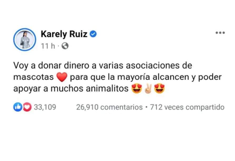 Karely Ruiz donará dinero a fundaciones protectoras de animales
