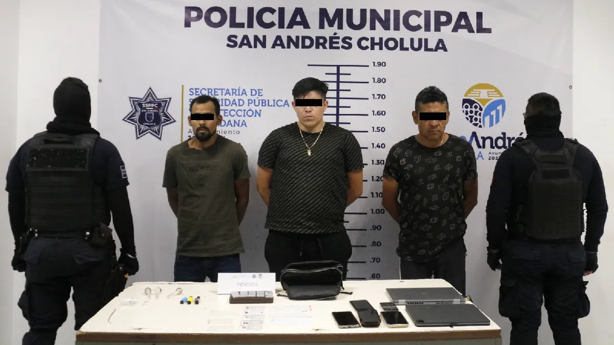 Asegura policía de San Andrés Cholula a tres integrantes de "Los Santos"