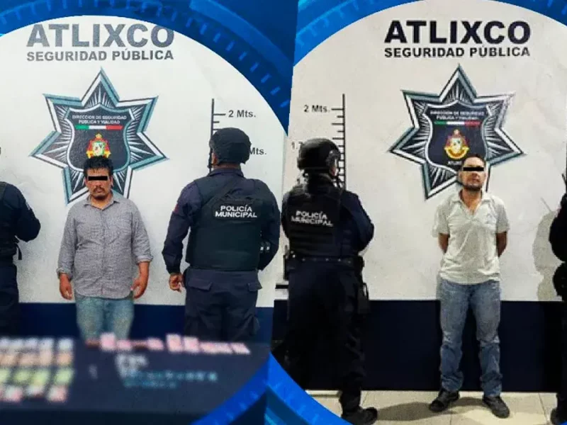 Policía de Atlixco detiene a dos por delitos contra la salud y daños en propiedad ajena.