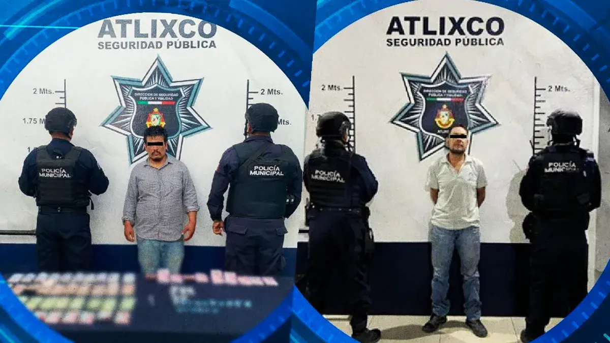 Policía de Atlixco detiene a dos por delitos contra la salud y daños en propiedad ajena.
