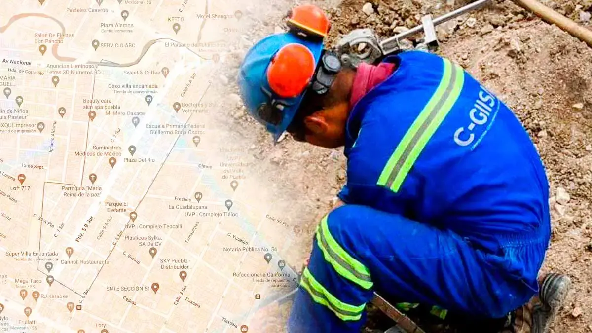 Obras provocan fuga de gas cerca de Plaza Crystal en Puebla