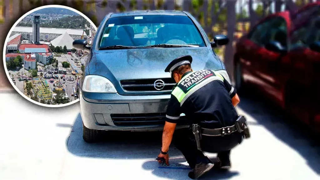 Retiraron nueve placas de autos mal estacionados en la Feria de Puebla