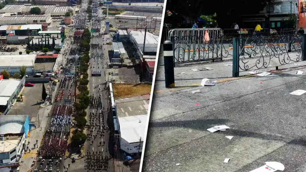 Poblanos dejan llena de basura la calle al término del Desfile del 5 de Mayo