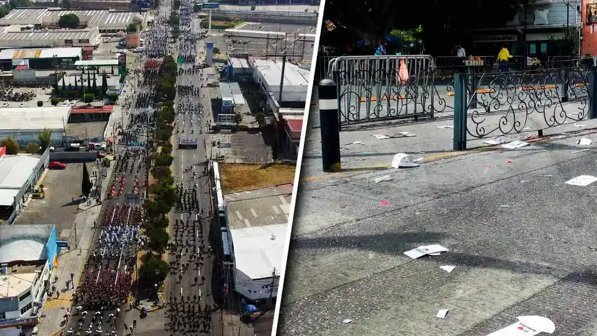 Poblanos dejan llena de basura la calle al término del Desfile del 5 de Mayo