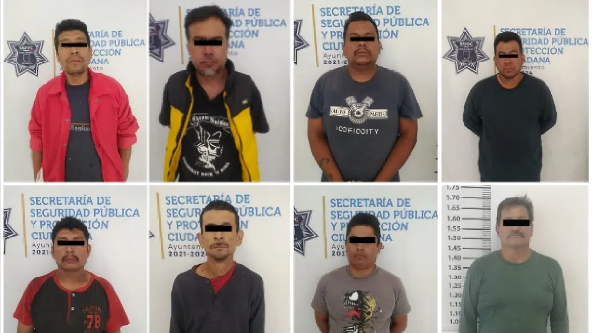 En acción coordinada, policía de San Andrés Cholula y de Atlixco detuvieron a ocho presuntos responsables de robo