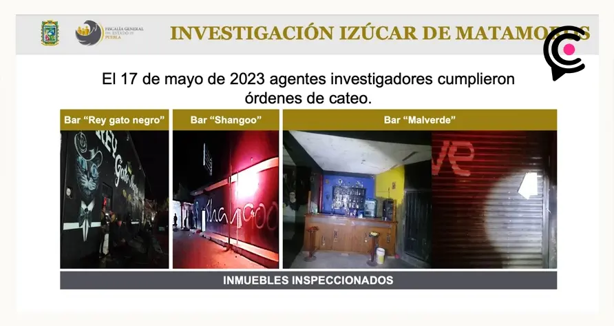 Fiscalía de Puebla realizó cateos en bares, tras agresión a agentes en Izúcar.