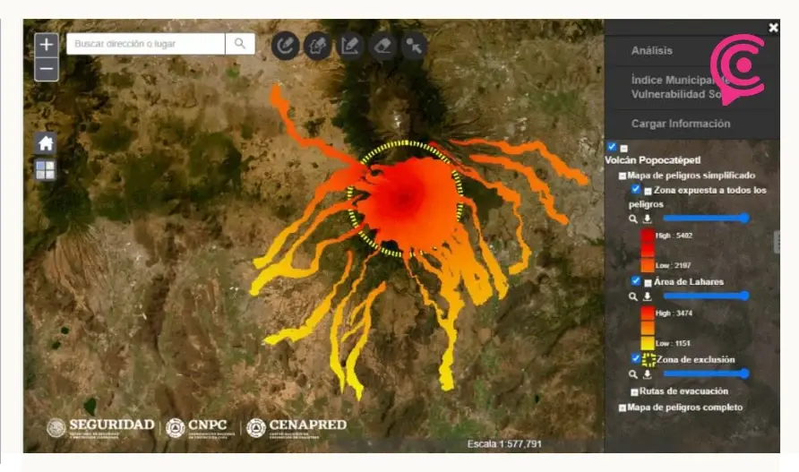 Este es el mapa de riesgos por la actividad del Popocatépetl; te decimos qué zonas incluye.