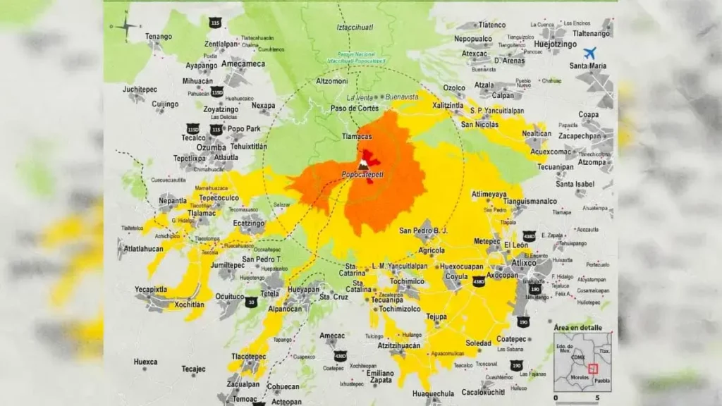 Este es el mapa de riesgos por la actividad del Popocatépetl; te decimos qué zonas incluye.