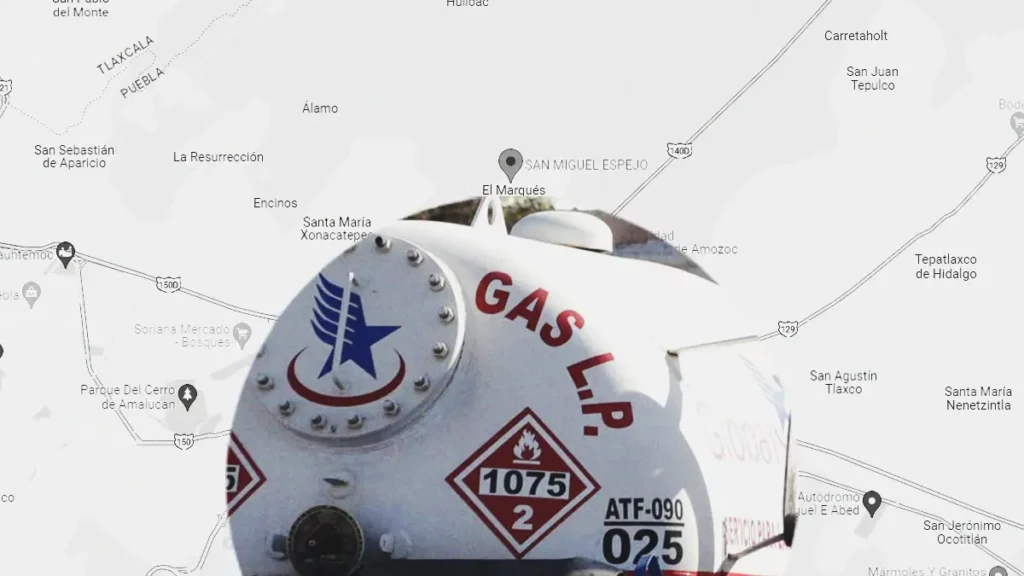 Policías recuperaron pipa de gas LP tras balacera en San Miguel Espejo.