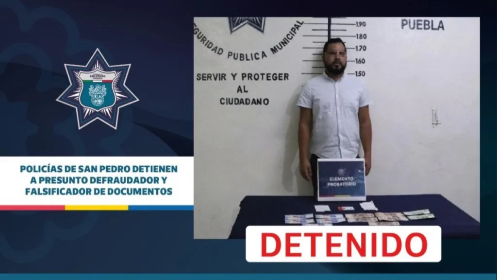 Policías de San Pedro detienen a presunto defraudador y falsificador de documentos.