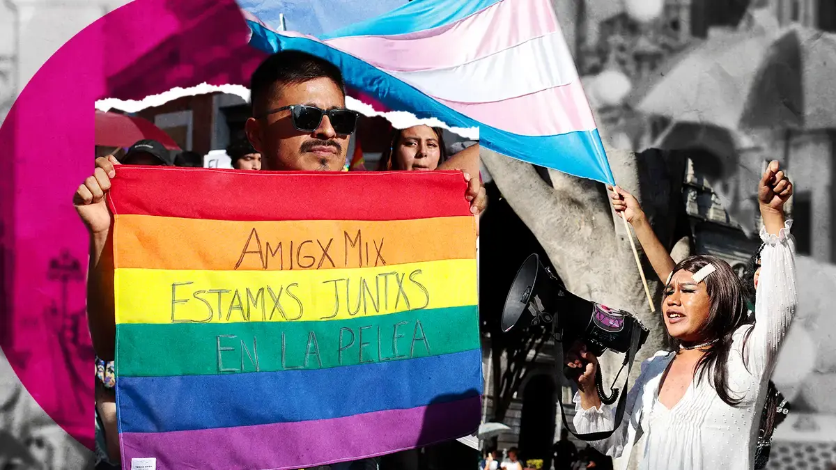 Marcha del Orgullo LGBTTQ 2023 Puebla vs funcionarios homofóbicos