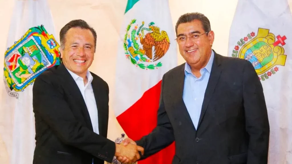 Sergio Salomón Céspedes y Cuitláhuac García se reúnen en Puebla