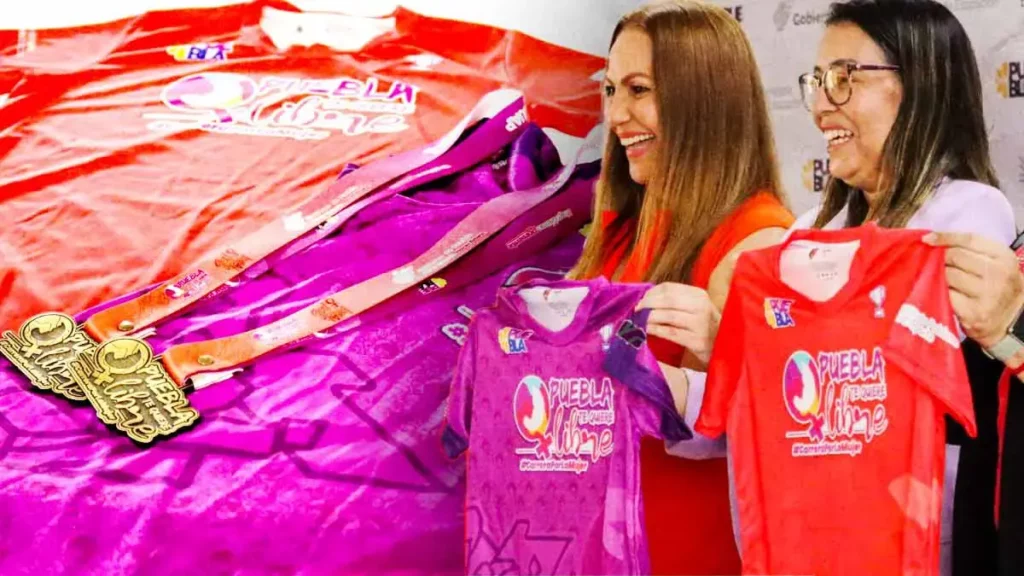 Yadira Lira Navarro presenta la playera y medalla de la Carrera “Puebla te quiere Libre”