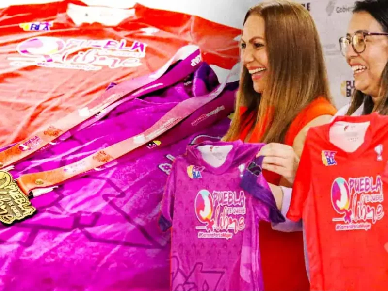 Yadira Lira Navarro presenta la playera y medalla de la Carrera “Puebla te quiere Libre”