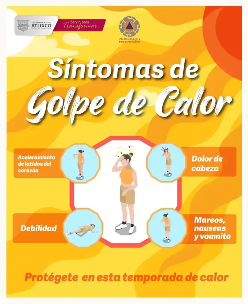 PC Atlixco invita a seguir recomendaciones ante ola de calor.