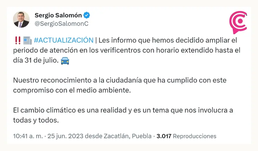 Amplían horarios de atención en Verificentros de Puebla.
