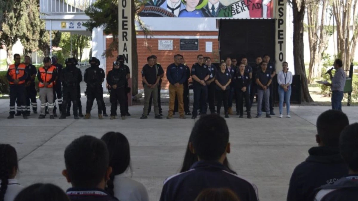 San Pedro Cholula realiza primer simulacro preventivo de seguridad en secundaria de Acuexcomac.