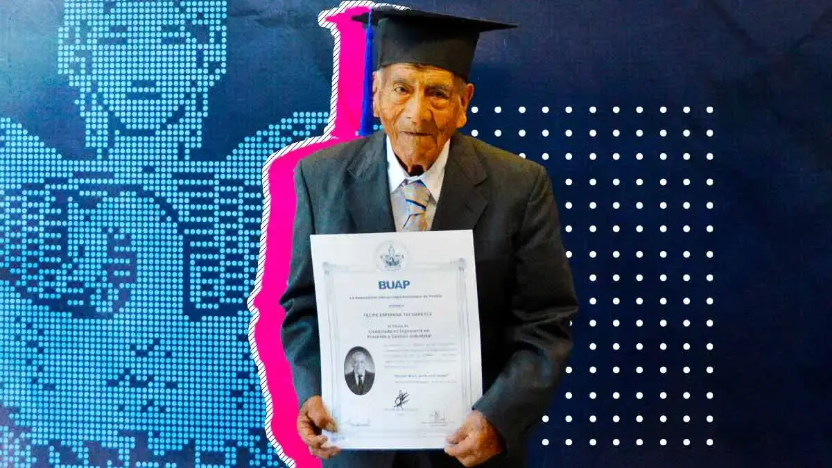 Don Felipe se tituló como ingeniero en la BUAP, a los 86 años