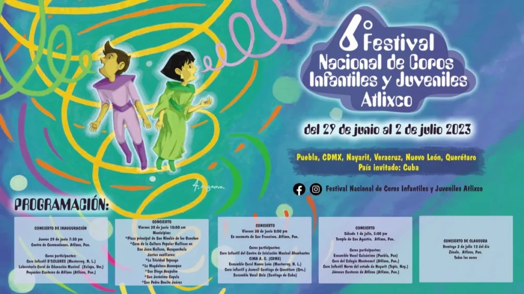 Disfruta del “Festival Nacional de Coros Infantiles y Juveniles en Atlixco” del 29 de junio al 2 de julio.