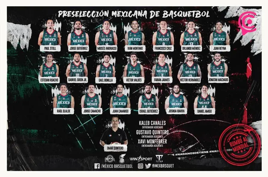 Selección Mexicana de Basquetbol y los 20 jugadores para la Gira Nacional.