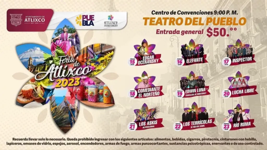 Ariadna Ayala presenta la cartelera de la Feria de Atlixco 2023.